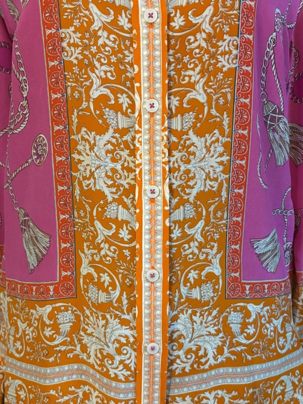 Maeve Anthropologie 100% Silk Resort Print Button Front Blouse Size 12 - Picture 6 of 7